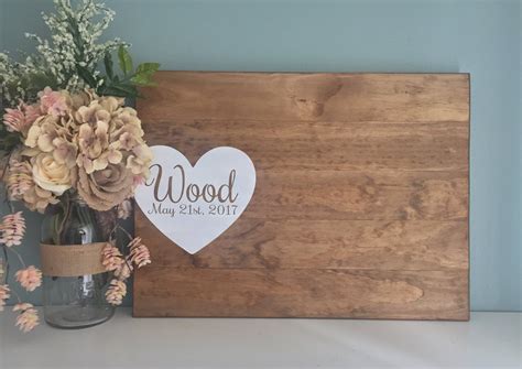 Rustic Wedding Guest Book Alternative Heart Guest Book Wood Guest