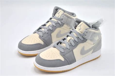 Nike Air Jordan Mid Coconut Milk Particle Grey Gs Authentic Uk