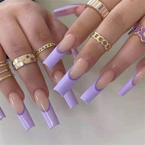 Acrylic Nails Purple Tips