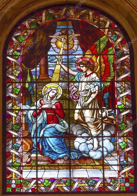 Anunciation Mary Angel Gabriel Stained Glass San Francisco El Gr Stock Editorial Photo