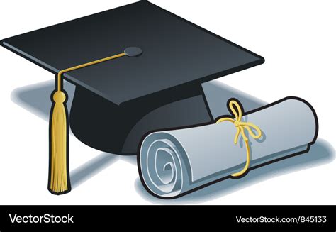 Graduation hat and diploma Royalty Free Vector Image