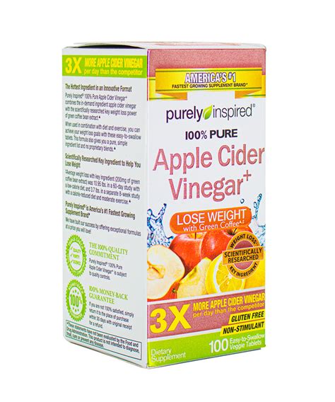 Purely Inspired 100 Pure Apple Cider Vinegar 100 Veg Tablets Ds International Za