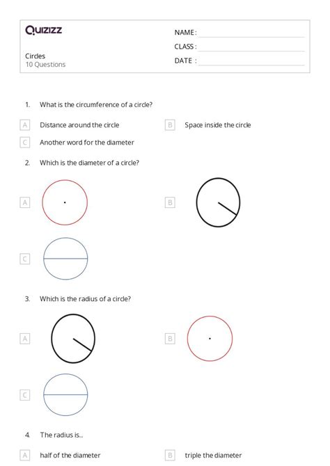 Circles Worksheets For Th Grade On Quizizz Free Printable