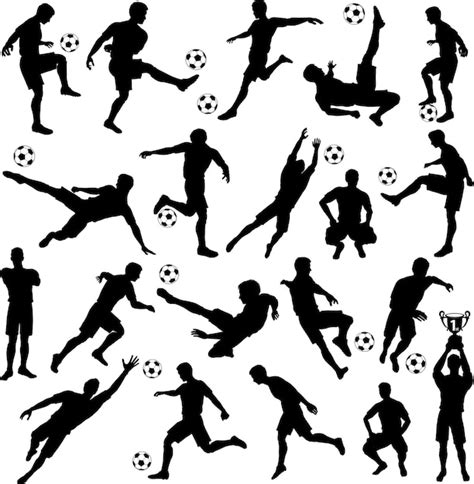 Siluetas De Futbolistas Vector Premium