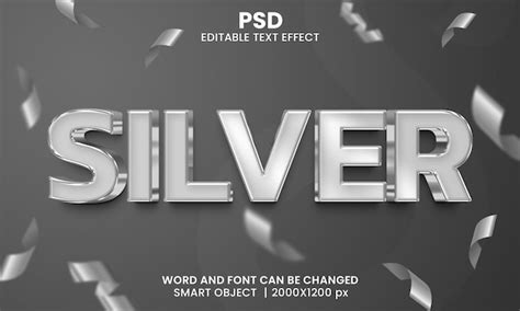 Efecto De Texto Editable 3d Plateado Premium Psd Con Fondo Archivo