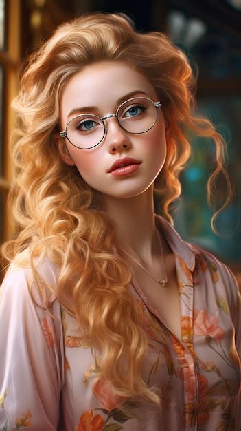 Premium Ai Image Beautiful Woman With Glasses Generative Ai