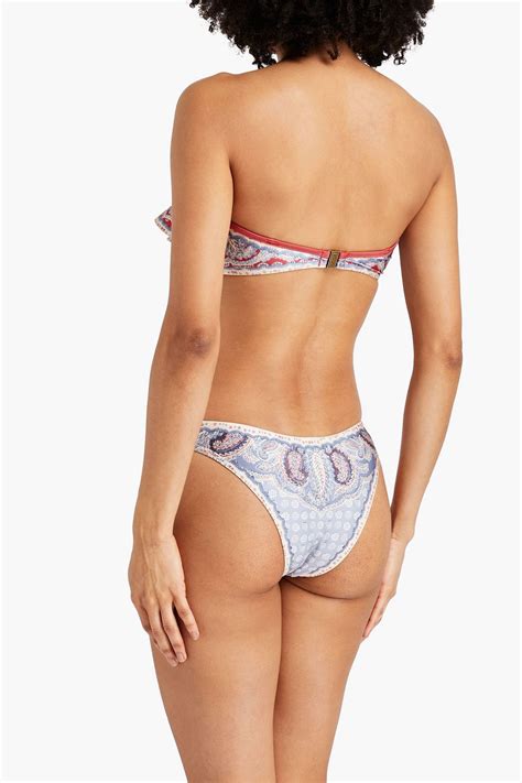 Zimmermann Ruffled Paisley Print Bandeau Bikini The Outnet