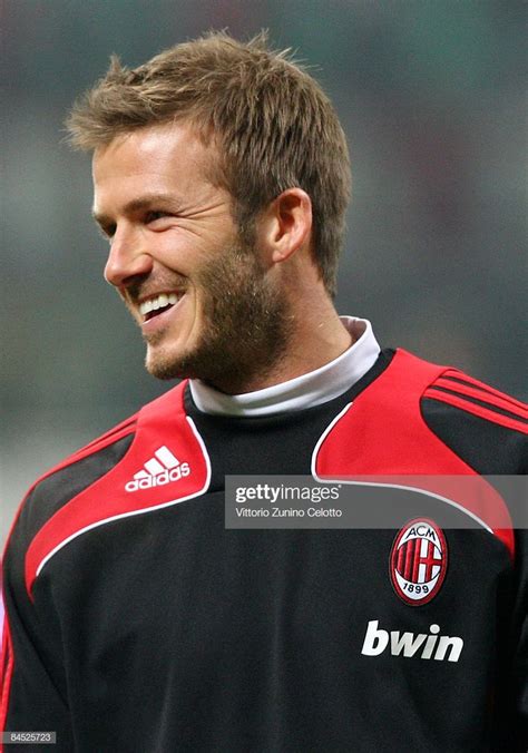 Ac Milan Midfielder David Beckham Warms Up Prior Ac Milan V Genoa Cfc