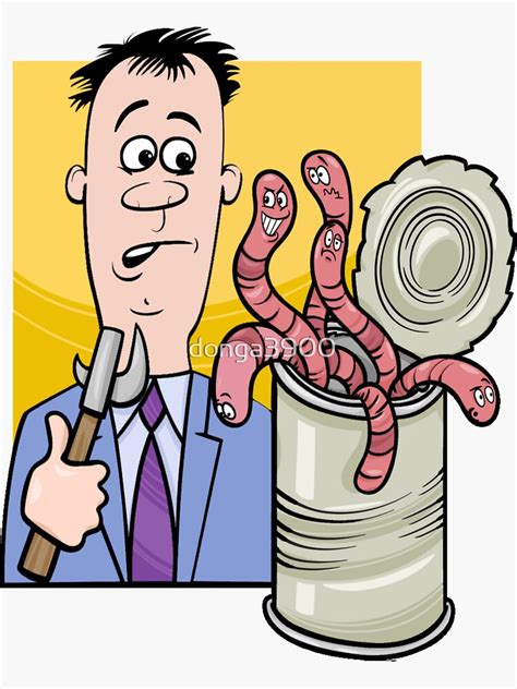 Open Can Of Worms Saying Cartoon Sticker By Donga3900 Redbubble