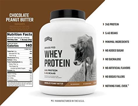 Levels Grass Fed Whey Protein No Gmos Chocolate Peanut Butter