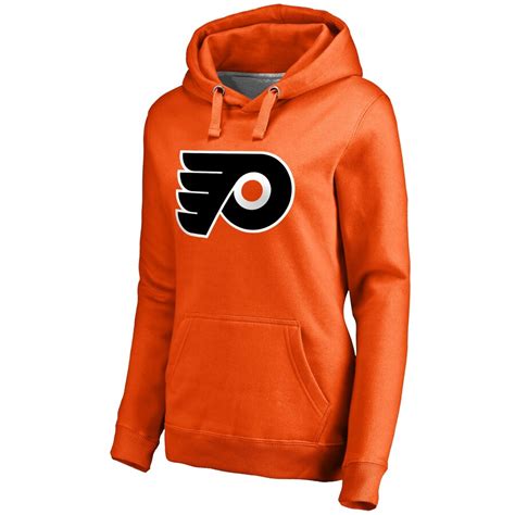 Womens Philadelphia Flyers Orange Primary Logo Fleece Pullover Hoodie