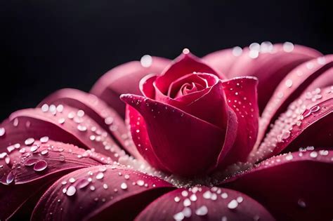 Premium Ai Image A Red Flower With Water Drops On It