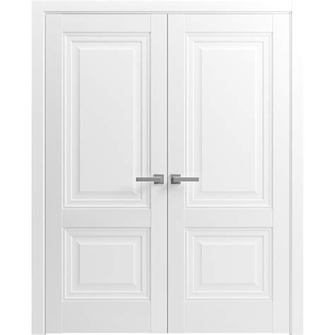 French Double Panel Lite Doors with Hardware | Lucia 8831 White Silk