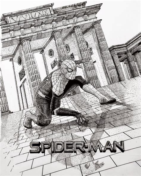 Spider Man Far From Home Poster Drawing In Dots Rfanart