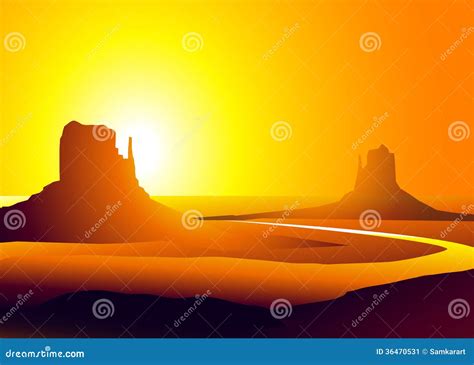 Monument Valley Arizona Vector Stock Vector Illustration Of Valley