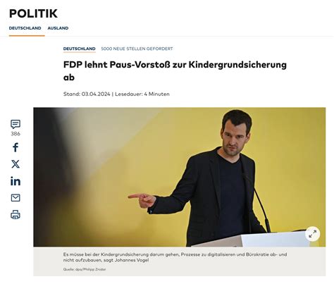 Dpa Fdp Lehnt Paus Vorsto Zur Kindergrundsicherung Ab Johannes Vogel De