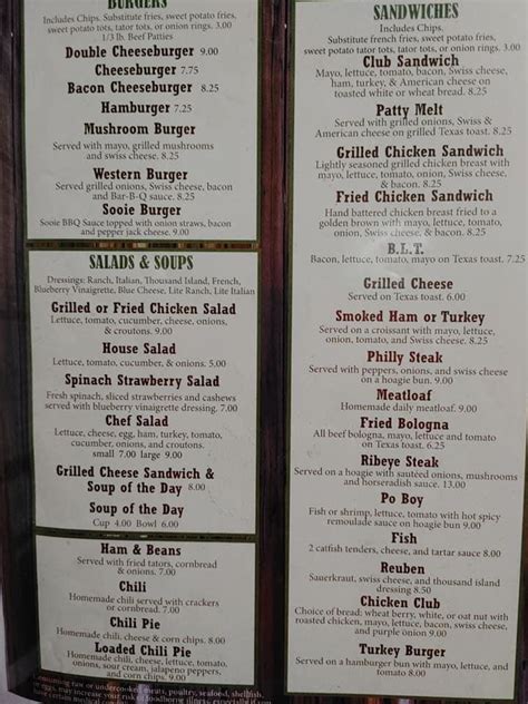 Menu At Wagon Wheel Country Cafe Springdale