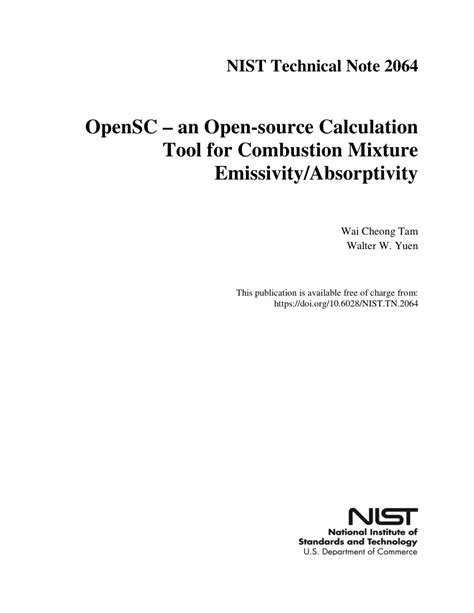 Pdf Opensc An Open Source Calculation Tool For Combustion Mixture