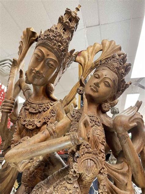 Hand Carved Suar Rama Sita Sculpture Woodbstatue Asian Art Imports