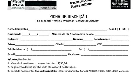 Ficha De Inscricao Simples Word