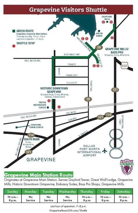 Grapevine Shuttle Schedule & Routes | Get to Attractions & Hotels ...