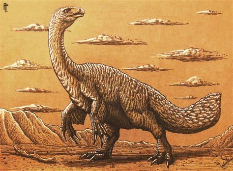 Therizinosaurus Drawing On Toned Paper By Me From 2019 Rpaleoart