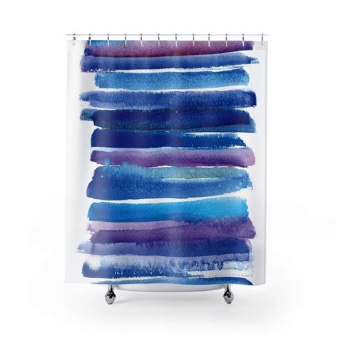 Blue And Purple Watercolor Horizontal Stripes Abstract Water Art