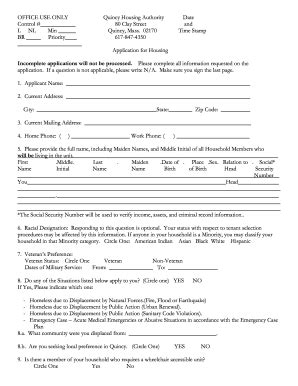 Housing Application Form Pdf PdfFiller