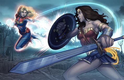 Captain Marvel Vs Wonder Woman Marvel DC Crossover On Behance