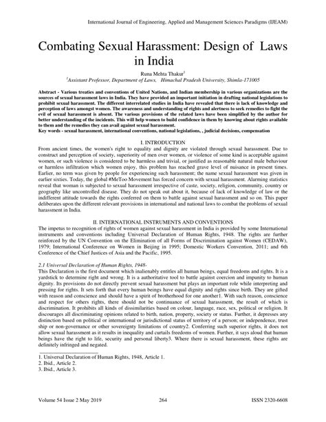 Pdf Combating Sexual Harassment Design Of Laws In India