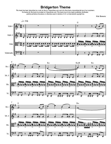 Tunescribers Bridgerton Theme Sheet Music