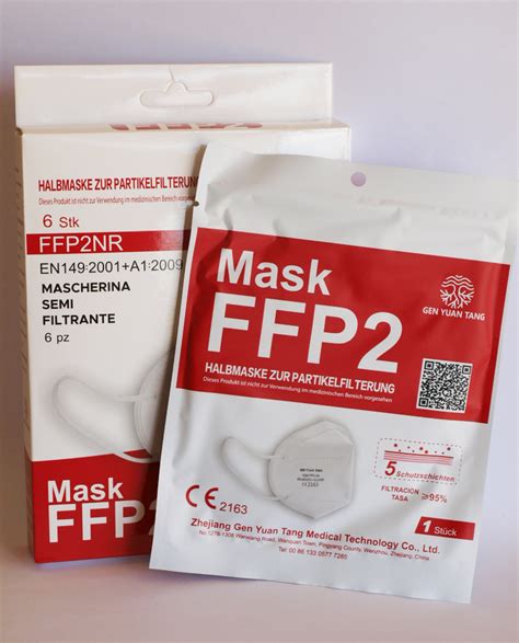 Masque ffp2 conditionné en sachet individuel et boîte de 6 Objet