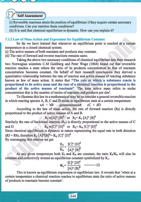 Chemical Equilibrium Chapter 7 Chemistry 11th Text Book