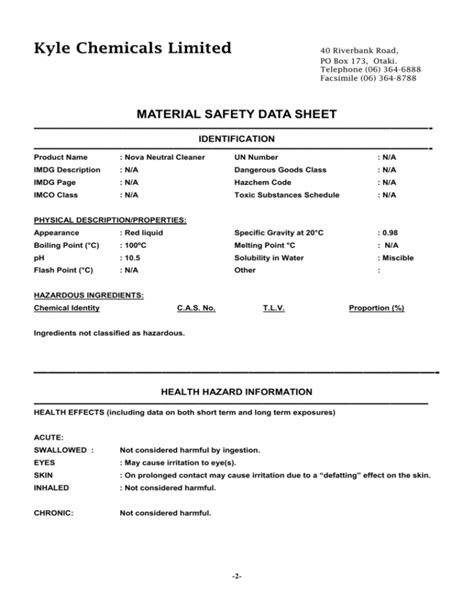 Nova Neutral Msd Sheet