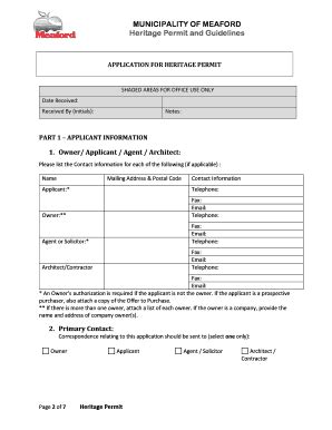 Fillable Online Meaford Municipality Of Bmeafordb Heritage Permit And