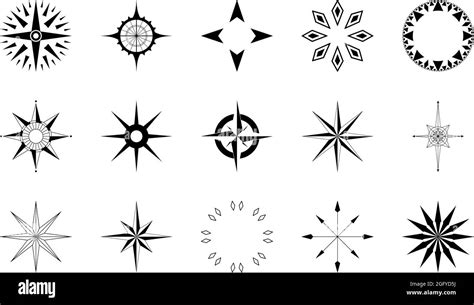 Abstract Compass Rose Vector Set Isolated White Background Abstract Variations Navigation