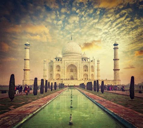 Taj Mahal En Puesta Del Sol De La Salida Del Sol Agra La India Foto