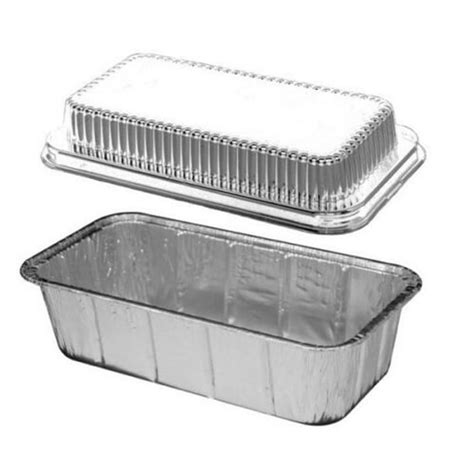 Handi Foil Disposable Aluminum 2 Lb Loaf Pan With Clear Plastic Snap On Lid Pack Of 50 Sets