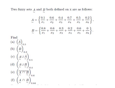 Solved Two Fuzzy Sets A And B Both Defined On X Are As Chegg