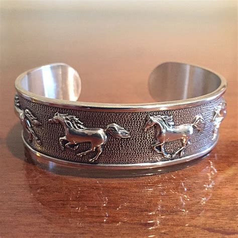 Cantering Horse Cuff Bracelet, Sterling Silver | Ashley's Equestrian Jewelry