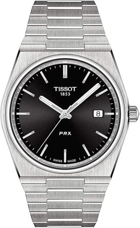 Tissot Mens Prx 316l Stainless Steel Case Dress Watch Grey