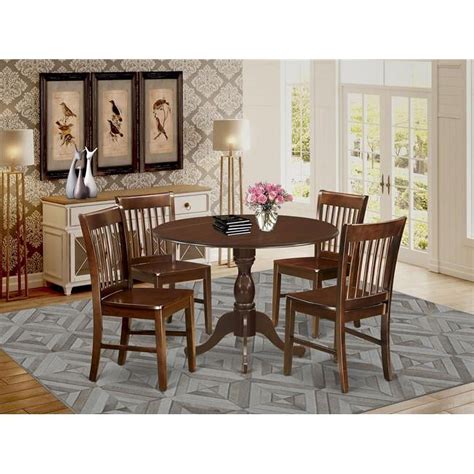 East West Furniture 5 Piece Dublin Dining Room Table Set Mahogany