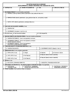 Fillable Online Dtic DD Form 2554 3 TDP Option Selection Worksheet