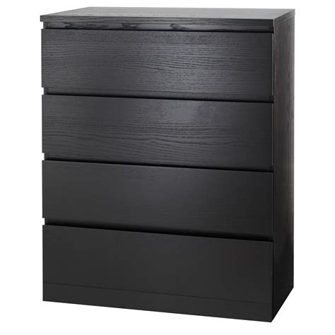 MALM chest of 4 drawers black-brown 80x100 cm | IKEA Lietuva