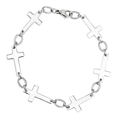 Stainless Steel Sideways Crosses Bracelet Reeds Jewelers