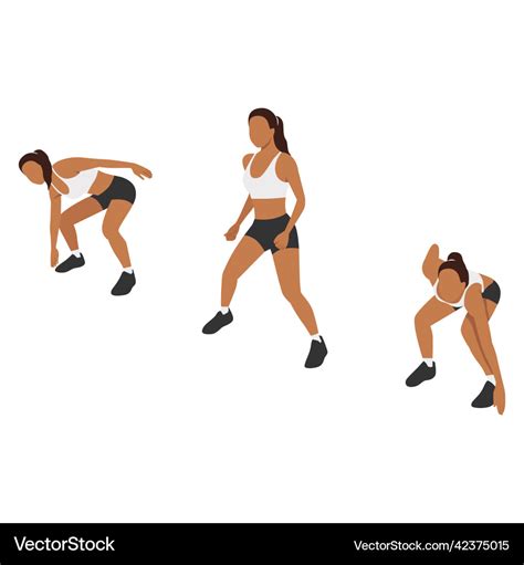 Woman doing side shuffle exercise flat Royalty Free Vector