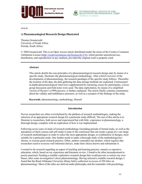 Groenewald A Phenomenological Research Design Illustrated