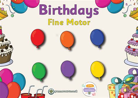 Eyfs Birthdays Fine Motor Grammarsaurus