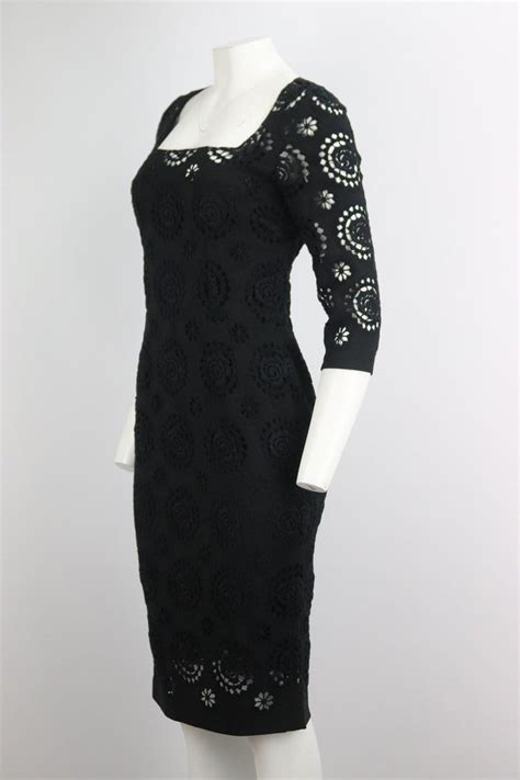 Dolce And Gabbana Crochet Trimmed Crepe Midi Dress It 40 Uk 8 For Sale