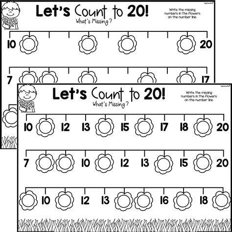 Number Line to 20 Missing Numbers Worksheets - Top Teacher